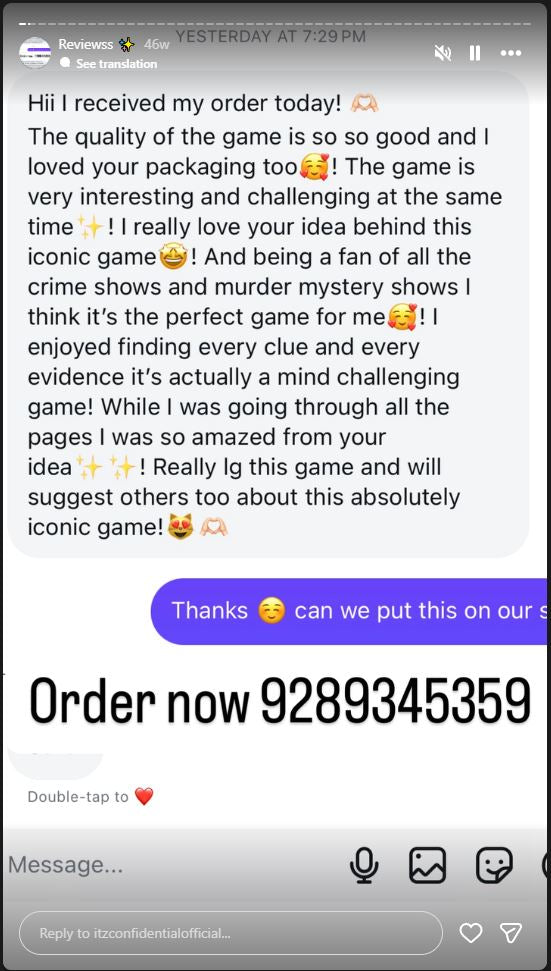 Customer review of ITZ Confidential