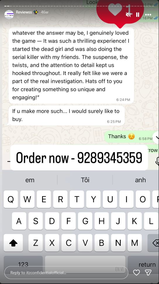 Customer review of ITZ Confidential